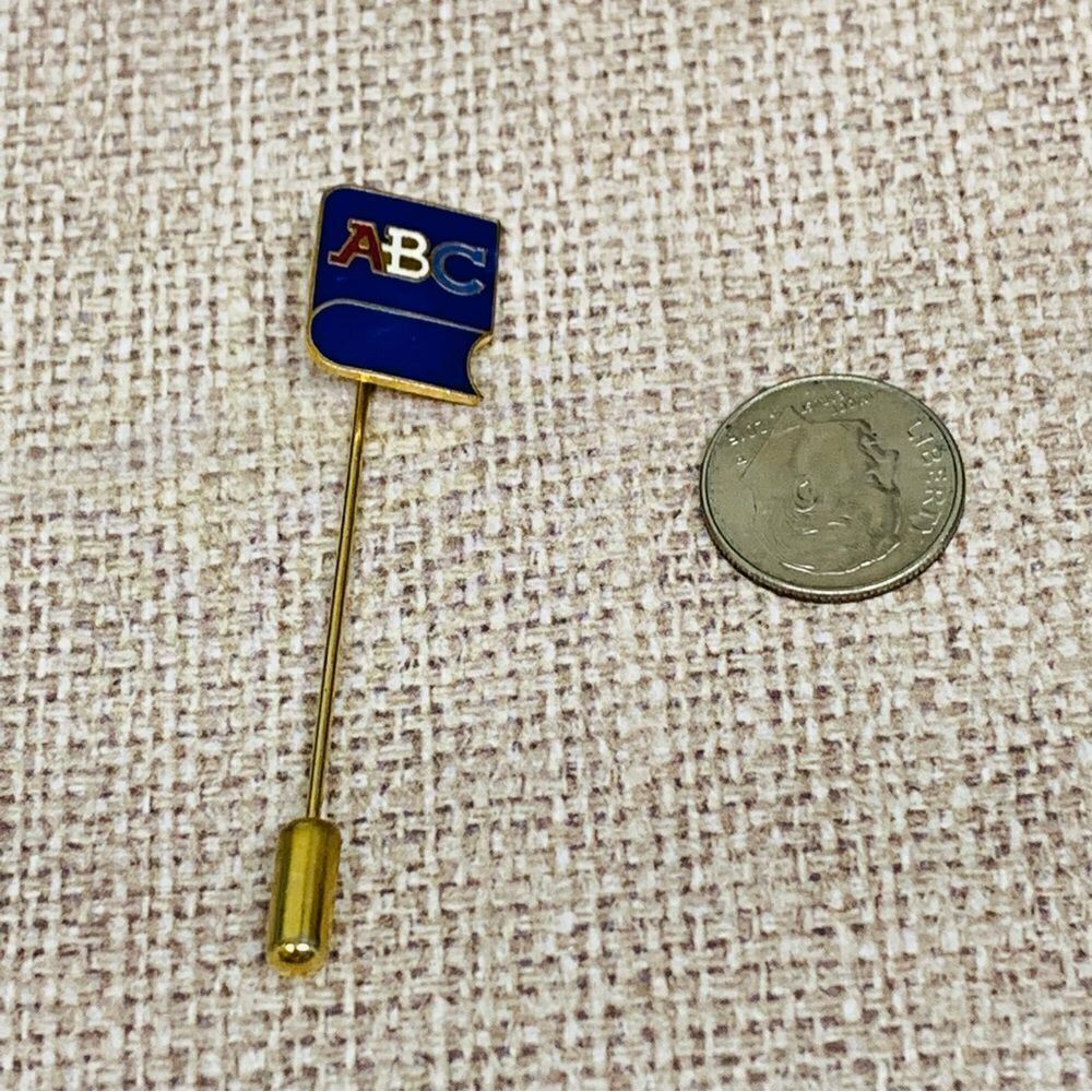 Blue Enameled ABC Book Gold Stick Pin